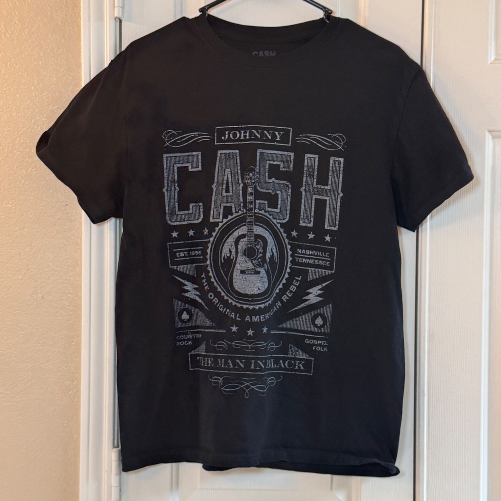 Johnny Cash Shirt Mens Med Black Graphic Tee The Man In Black American Rebel